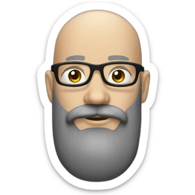 a white bald men with glasses and a big black beard sticker