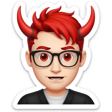 nerd face with devil horns sticker