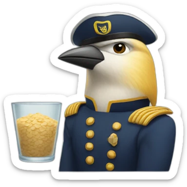 Captain bird's eye contemplating oatmeal sticker