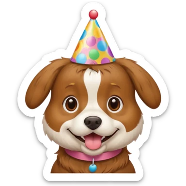 Dog wearing birthday hat  sticker
