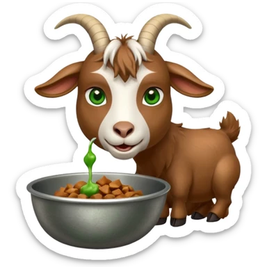 goat eating from a bowl sticker