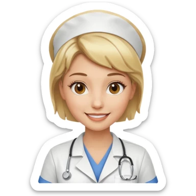 Sexy nurse blonde, wild short hair, Brown-blonde highlights 
 sticker