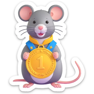rat with a gold medal and ribbon sticker