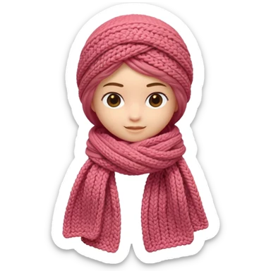 A 3D cartoon wool scarf with visible knitted stitches and gentle folds, warm colors, soft lighting, Memoji-style. sticker