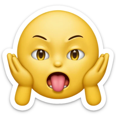 emoji choking itself with its hands, eyes clenched and tongue out sticker