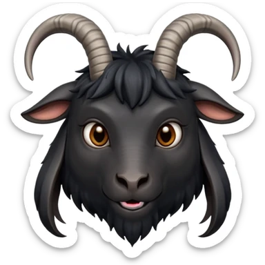 Black Philip, the black goat from the movie 'The Witch', mysterious expression, prominent horns sticker