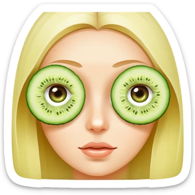 Girl doing skincare with cucumber  sticker