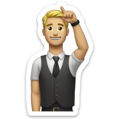 man raising his arm for a taxi with a armband sticker