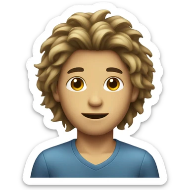 Long shaggy hair boy and moustache no mustache sticker