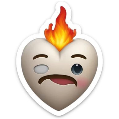 Coeur en feu avec écrit je t'aime dans le coeur sticker