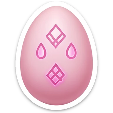 cute pastel pink ancient magic egg, glowing runes, soft pink aura, kawaii fantasy style, bold outline, simple icon, transparent background, twitch emote sticker