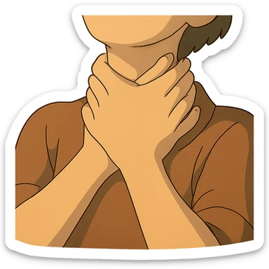 ghibli style hands at throat sticker