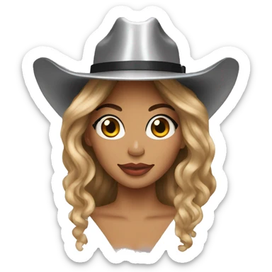 beyonce with a silver cowboy hat emoji sticker