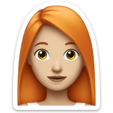A girl with white skin, green eyes and orange hair  sticker