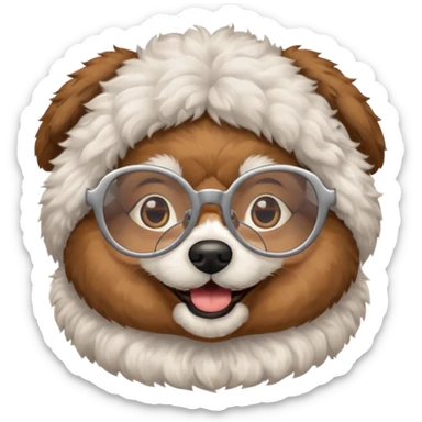 dog wearing grany sticker