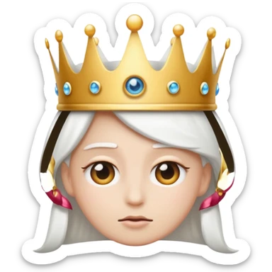 An eye roll emoji wearing a white crown sticker