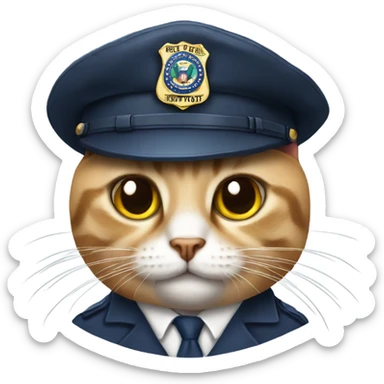 Cat wearing fbi hat sticker