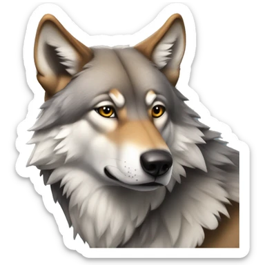 alpha male wolf looking off in the distance sticker