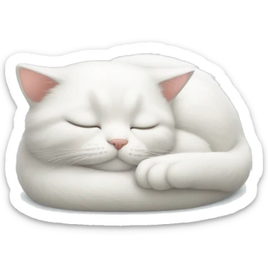 White cat sleeping sticker