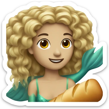 A mermaid with a baguette bread. sticker