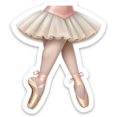 Humanless emoji for Ballet: close-up of key ballet attributes like a pair of pointe shoes, a tutu, and a ballet barre. The icon should capture the elegance and precision of ballet, with a focus on these iconic elements. Transparent background. sticker