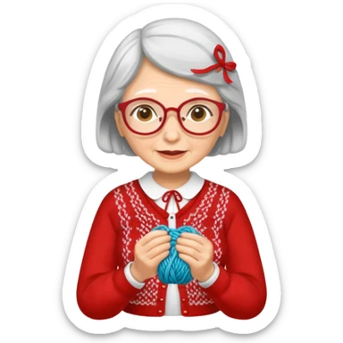 knitting grandma red blouse sticker