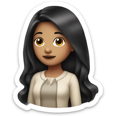 girl with a long black hair and rosy cheeks  sticker