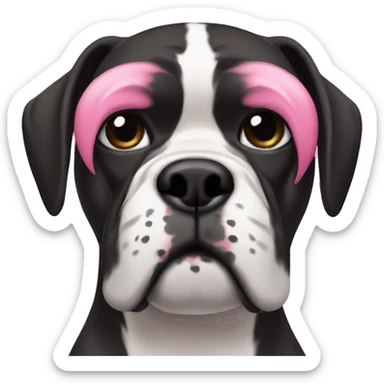 a black boxer with white and pink features in full drag sticker