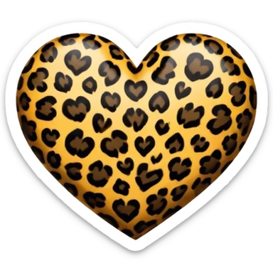 Black loepard print heart  sticker