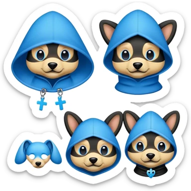 I would like a set of gay "pup" emojis, that are blue and black and a cross between pup hoods and fursonas sticker