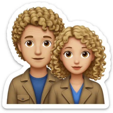couple male dirty blonde hair female curly dark brown hair sticker