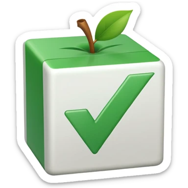 white heavy check mark emoji, green check mark inside a white box with rounded corners, classic Apple/Google emoji style sticker