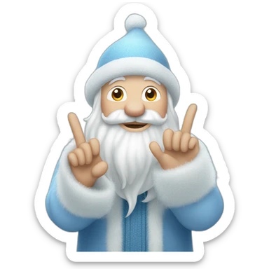 Father Frost shows hand sign of the horns sticker