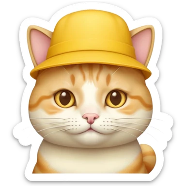 cheese cat wearing a yellow hat sticker