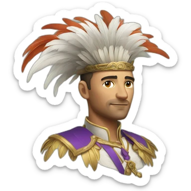 man with plume of feathers sticker