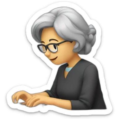 Maestra escribiendo en la computadora sticker