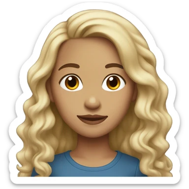 A young woman with light skin, black wavy long hair  sticker