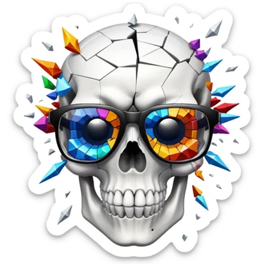 skull with shattered mosaic eyewear, head explosion sticker