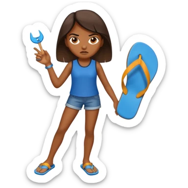 Una chica morena🙎🏽‍♀️enojada con una chancla en la mano sticker