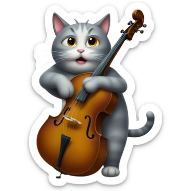 Obese cat playing double bass sticker