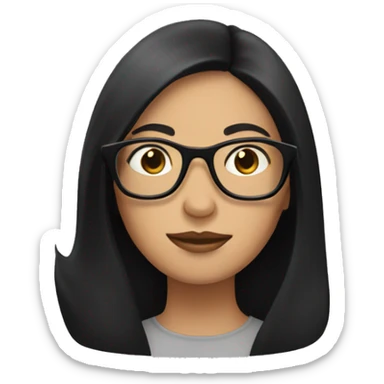 An emoji of a woman with long black hair, glasses, and almond-shaped eyes sticker