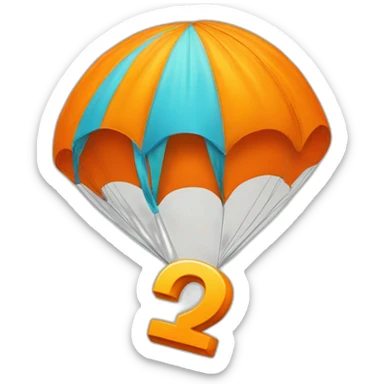 parachute and  orange letter Q sticker