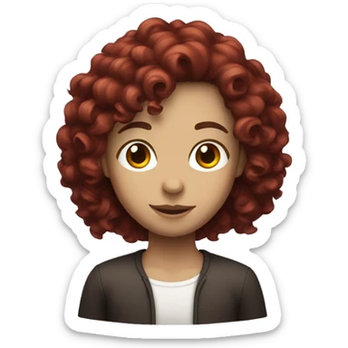 long dark red haired with curly hair and white skin  sticker