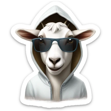 goat with hoodie and sunglasses sticker