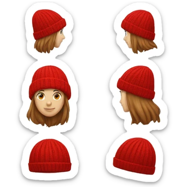 Red winter beanie no person just hat sticker