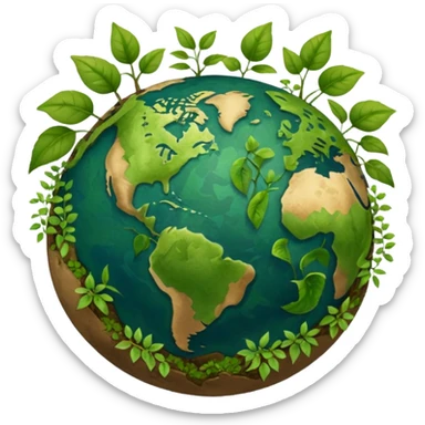 globe with plants sprouting all over it sticker