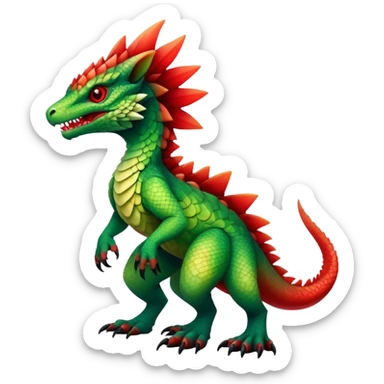 Cool Edgy Green-Red-gradient badass colorful Fionbri-Vernid-Trico-animal-creature full bodyd sticker