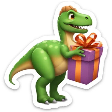 Dinosaur with birthday present  sticker