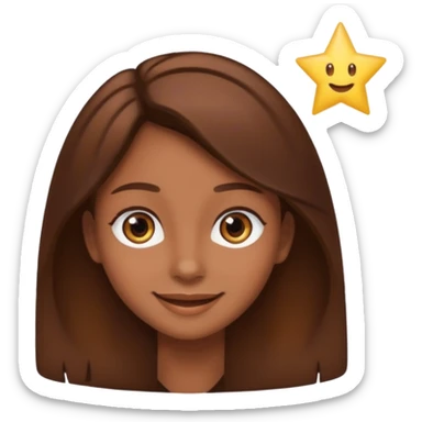 Color de piel moreno ojos de estrella riéndose y pelo café  sticker