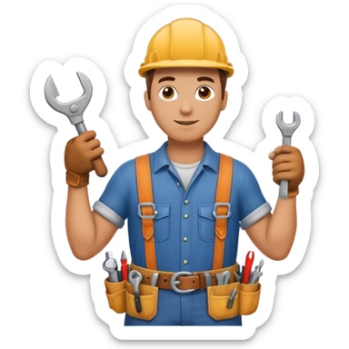 a handyman holding a wrench in this right hand sticker